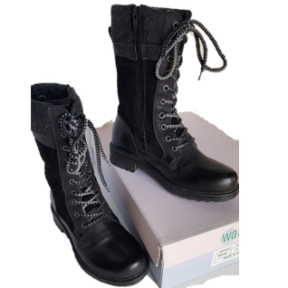 Eric Michael Waterproof Black/Gray Suede/Leather Winter Boots 37/6.5 to 7